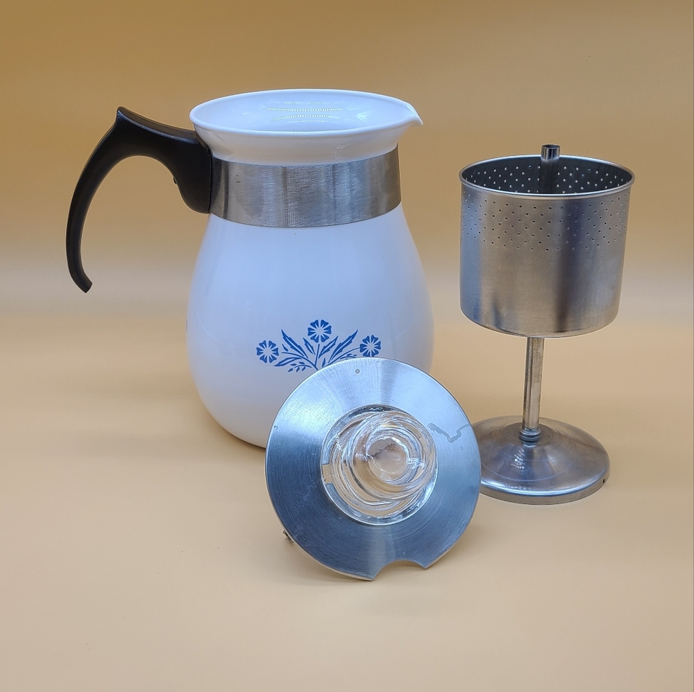 Corning Ware Coffee Maker P-166 Glass Knob Filter Basket Percolator